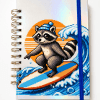 Cuaderno de Mapache Surfista Azul con Elastico