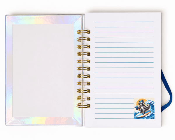 Cuaderno de Mapache Surfista Azul con Elastico