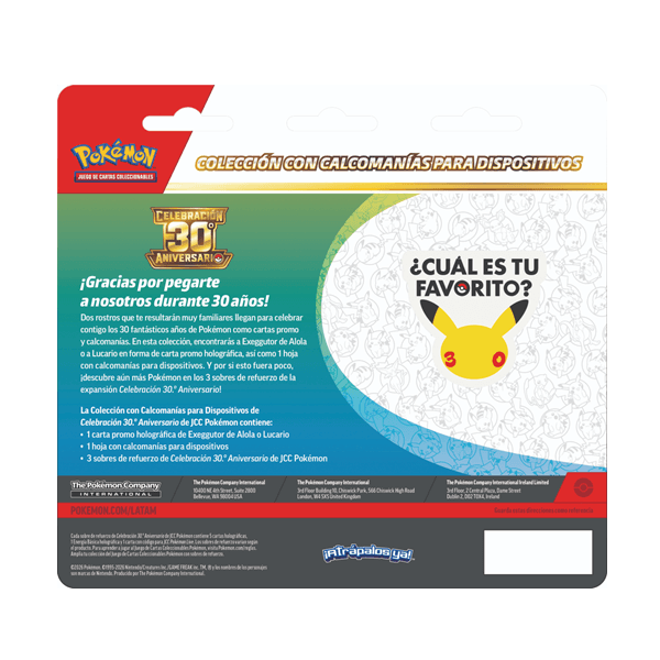 30 aniversario tech sticker1 PREVENTA Pokémon 30 Aniversario Tech Sticker Ingles