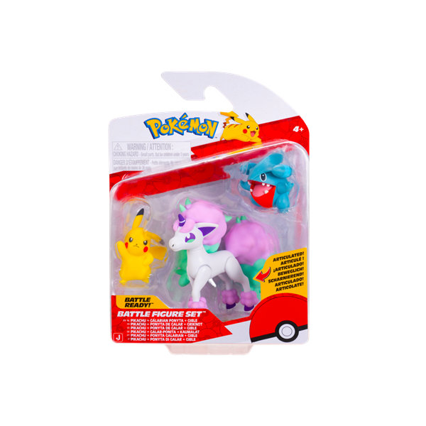 galarian ponyta Pokemon Pack 3 Figuras - Pikachu + Galarian Ponyta + Gible